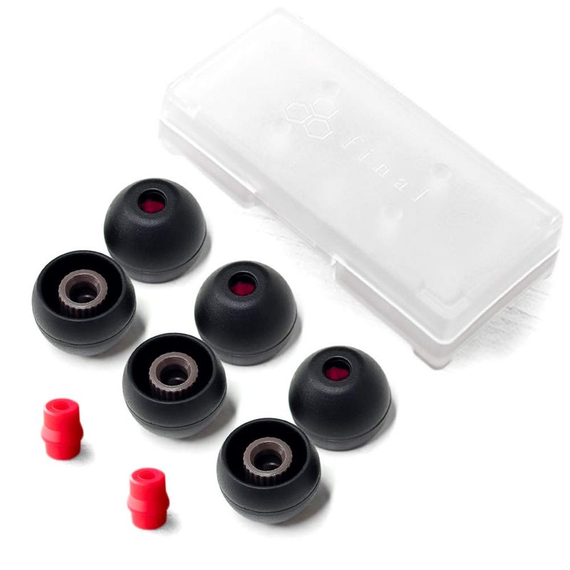 Final Audio Black+Black/Red Silicone Type E Eartips kit with Case and Nozzle Adaptor Compatible with AKG, Audio-Technica, Beats by Dre, Campfire Audio, Empire Ears, Shure, Sony, Westone (Large) - Image 1